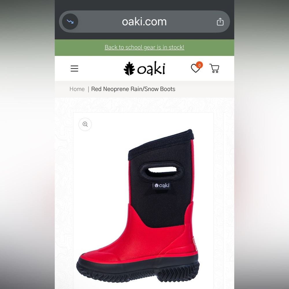 Oaki Red Neoprene Rain Boots boys/girls size 12